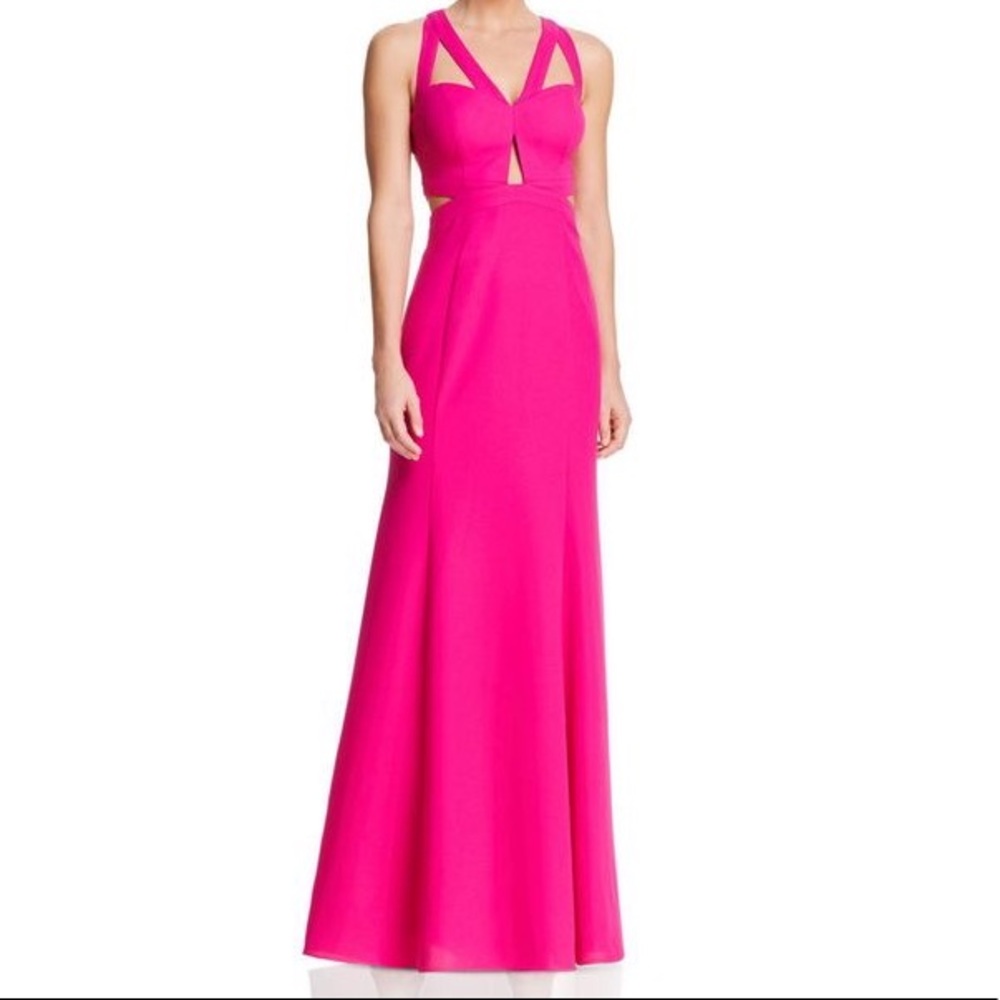 Beautiful strappy fuchsia floor length dress